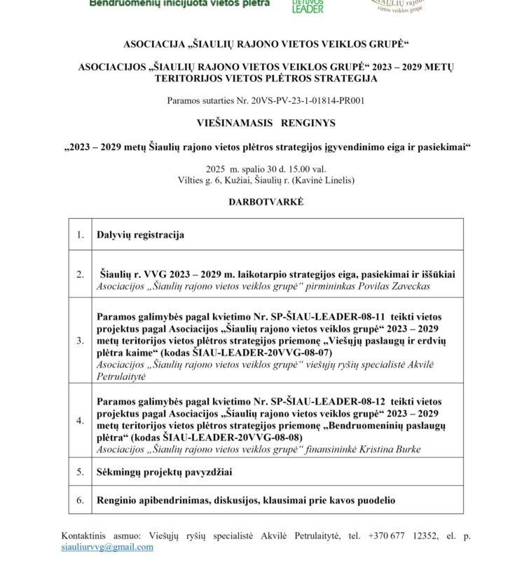 Kviečiame į viešinamąjį renginį