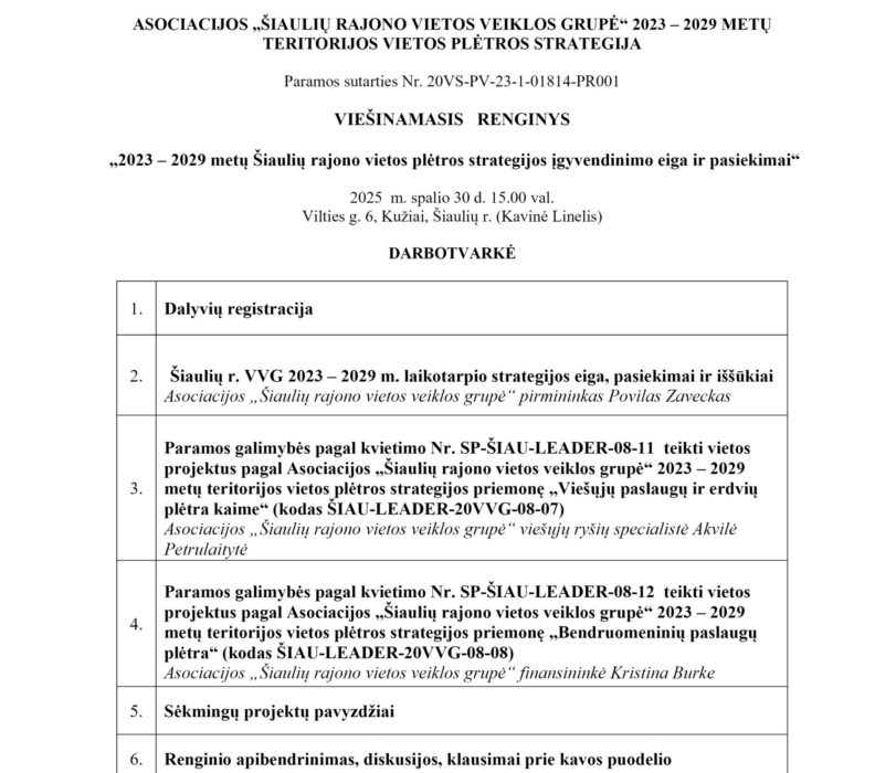 Kviečiame į viešinamąjį renginį